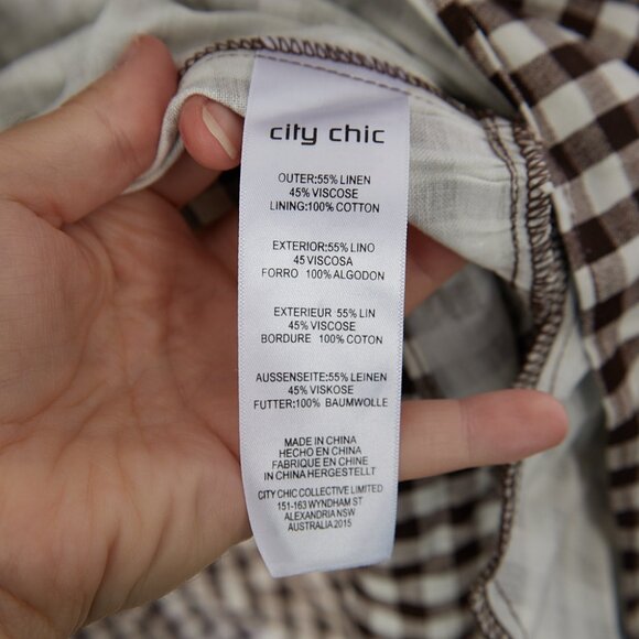 City Chic Cocoa Gingham Linen Blend Dress Women's 22 NWT - Picture 8 of 9